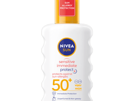 Nivea Sun Sensitive Immediate Protect Spray SPF50+ UVA 4* 200ml For Cheap