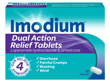 Imodium Dual Action Relief Tablets Pack of 12 on Sale