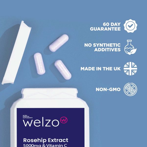 Welzo Rosehip Extract 5000mg & Vitamin C 120 Capsules Online Hot Sale