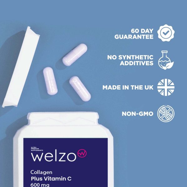 Welzo Collagen Plus Vitamin C 60 Capsules 600mg Fashion