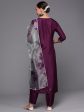 Women Purple Solid Straight Kurta Trouser With Dupatta Set - Taantav Online Sale