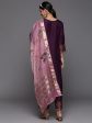 Women Purple Embroidered Straight Kurta Trouser With Dupatta Set - Taantav Fashion