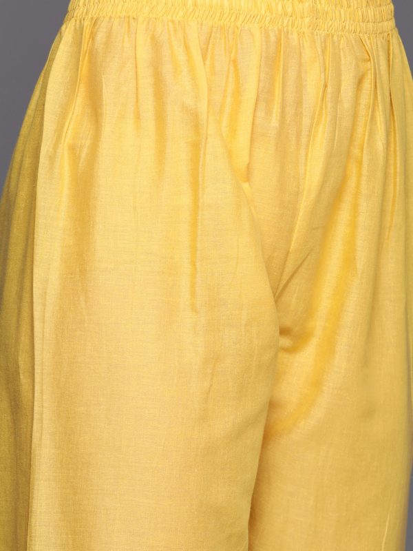 Indo Era Women Yellow Ethnic Motifs Embroidered Kurta with Trousers & Dupatta on Sale