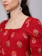 Aks Ethnic Motifs Printed Square Neck Puff Sleeves Cotton Kurta Online Hot Sale