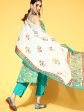 Women Green Printed Straight Kurta Palazzo With Dupatta Set - Taantav Sale