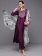 Women Purple Solid Straight Kurta Trouser With Dupatta Set - Taantav Online Sale