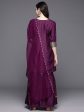 Women Purple Yoke Design A-Line Kurta Sharara With Dupatta Set - Taantav Discount