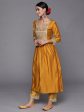 Women Mustard Embroidered Straight Kurta Trousers With Dupatta Set - Taantav Online