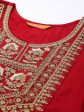 Indo Era Women Red Ethnic Motifs Embroidered Zardozi Liva Kurta with Sharara & With Dupatta For Discount