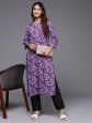 Women Purple Printed Straight Kurtas - Taantav For Sale