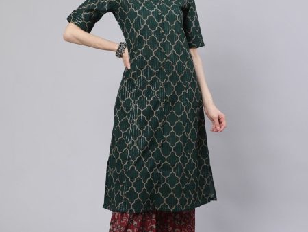 Aks Geometric Printed Pathani Cotton Kurta For Discount