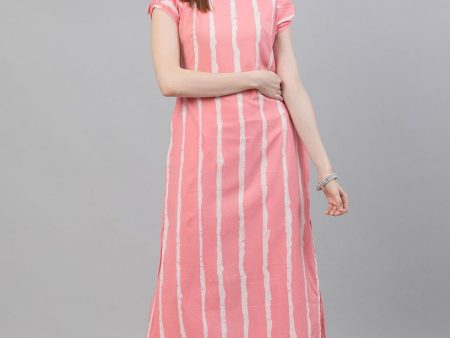 Aks Striped Pure Cotton Straight Kurta With Palazzos Hot on Sale