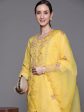 Indo Era Women Yellow Ethnic Motifs Embroidered Kurta with Trousers & Dupatta on Sale