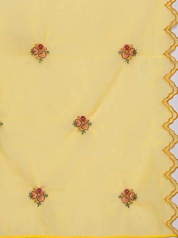 Indo Era Women Yellow Ethnic Motifs Embroidered Kurta with Trousers & Dupatta on Sale