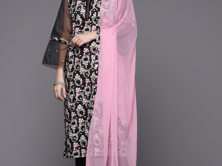 Indo Era Women Floral Printed Regular Pure Cotton Kurta with Trousers & With Dupatta Fashion