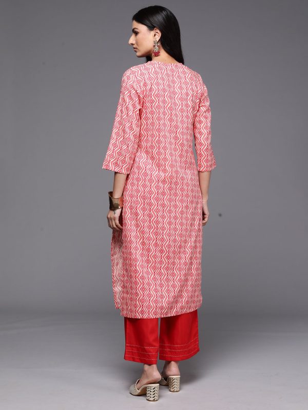 Women Peach Printed Straight Kurtas - Taantav Sale