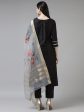 Women Black Solid Straight Kurta Trouser With Dupatta Set - Taantav For Cheap