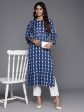 Women Navy Blue Printed Straight Kurtas - Taantav For Discount