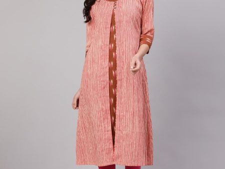 Aks Striped Cotton Kurta With Jacket Discount