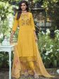 Indo Era Yellow Yoke Design Thread Work Pure Cotton Kurta With Trousers & Dupatta For Cheap