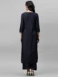 Women Navy Blue Embroidered Straight Kurta With Palazzo Sets - Taantav Online Sale