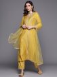 Women Yellow Embroidered Straight Kurta Trousers With Dupatta Set - Taantav Discount