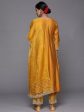 Women Mustard Embroidered Straight Kurta Trousers With Dupatta Set - Taantav Online