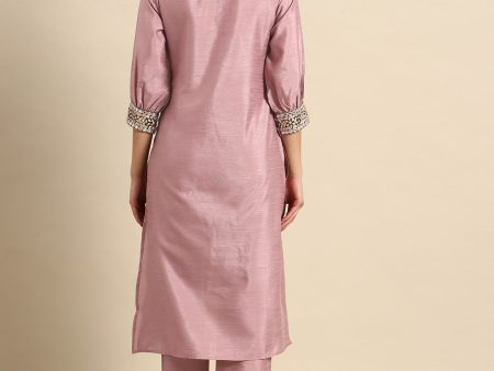 Sangria Embroidered Regular Mirror Work Kurta with Trousers Cheap