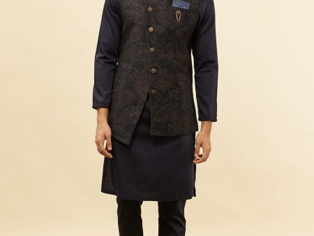 Manyavar Brocade Regular Kurta and Pyjamas With Nehru Jacket Hot on Sale