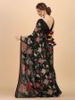 Sangria Black & Red Floral Sequinned Pure Georgette Saree Sale