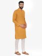 Manyavar Men Orange Solid Straight Kurta Hot on Sale