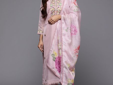 Women Muve Embroidered Straight Kurta Trousers With Dupatta Set - Taantav Online now