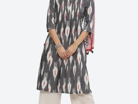 Biba Abstract Printed A-Line Kurta with Palazzos & Dupatta Online now