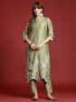 Women Green Embroidered Straight Kurta Trousers Set - Taantav on Sale