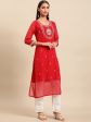 Sangria Women Yoke Design Mirror Work Indie Prints Cotton Kurta Online Hot Sale