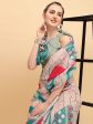 Sangria Abstract Printed Embellished Pure Linen Saree Online