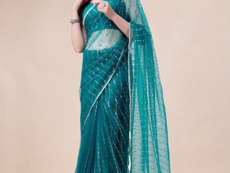 Sangria Embellished Net Saree Sale