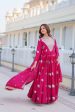 Aastha Fashion Magenta Fox Georgette Heavy 3mm sequence Embroidery Work Gown Discount