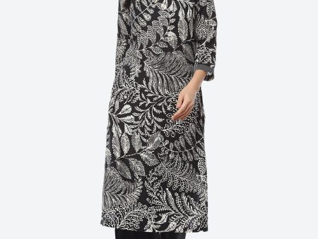 Biba Ethnic Motif Printed Boat Neck Straight Kurta with Palazzos Online Sale