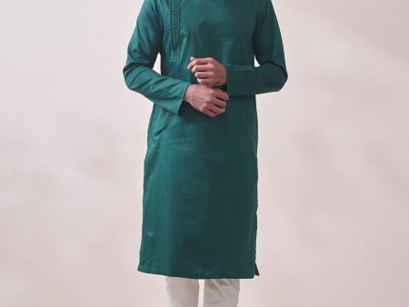 Manyavar Men Striped Pure Cotton Kurta with Pyjamas For Sale