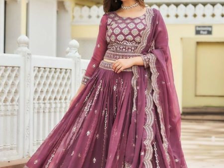 Aastha Fashion Dusty Rose Fox Georgette Heavy 7mm Sequence Work Lehenga Choli For Sale