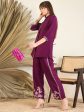 Women Burgundy Silk Blend Mandarin Collar Co-Ords - Taantav Online Sale