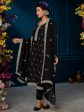 Women Black Straight Embroidered Kurta Trousers With Dupatta Set - Taantav Online Sale