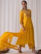 Women Yellow Embroidered A-Line Kurta Palazzos With Dupatta Set - Taantav Supply