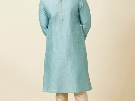 Manyavar Mandarin Collar Woven Design Thread Work Kurta with Pyjamas For Discount