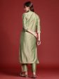 Women Green Embroidered Straight Kurta Trousers Set - Taantav on Sale