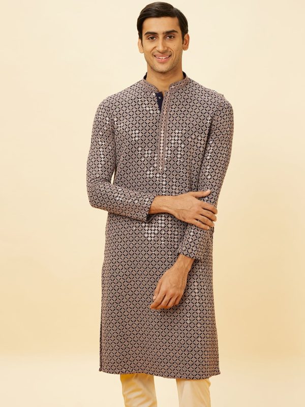 Manyavar Ethnic Motifs Embroidered Sequinned Kurta With Churidar Hot on Sale