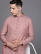 Manyavar Men Pink Solid Kurta with Pyjamas For Cheap