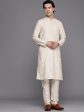 Manyavar Men Cream-Coloured Ethnic Motifs Printed Thread Work Kurta with Churidar Online Sale