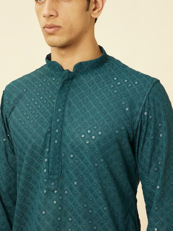 Manyavar Ethnic Motifs Embroidered Sequinned Kurta with Pyjamas Hot on Sale